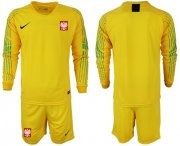 Wholesale Cheap Poland Blank Yellow Goalkeeper Long Sleeves Soccer Country Jersey