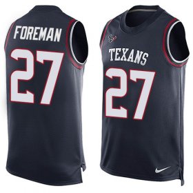 Wholesale Cheap Nike Texans #27 D\'Onta Foreman Navy Blue Team Color Men\'s Stitched NFL Limited Tank Top Jersey