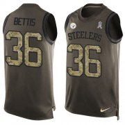 Wholesale Cheap Nike Steelers #36 Jerome Bettis Green Men's Stitched NFL Limited Salute To Service Tank Top Jersey