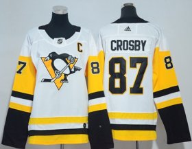 Wholesale Cheap Adidas Penguins #87 Sidney Crosby White Road Authentic Women\'s Stitched NHL Jersey