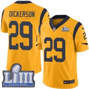 Wholesale Cheap Nike Rams #29 Eric Dickerson Gold Super Bowl LIII Bound Men's Stitched NFL Limited Rush Jersey
