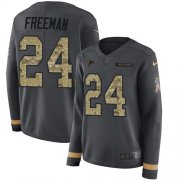 Wholesale Cheap Nike Falcons #24 Devonta Freeman Anthracite Salute to Service Women's Stitched NFL Limited Therma Long Sleeve Jersey