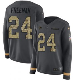 Wholesale Cheap Nike Falcons #24 Devonta Freeman Anthracite Salute to Service Women\'s Stitched NFL Limited Therma Long Sleeve Jersey