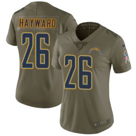 Wholesale Cheap Nike Chargers #26 Casey Hayward Olive Women\'s Stitched NFL Limited 2017 Salute to Service Jersey