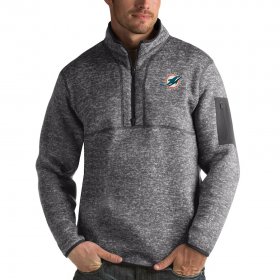 Wholesale Cheap Miami Dolphins Antigua Fortune Quarter-Zip Pullover Jacket Charcoal