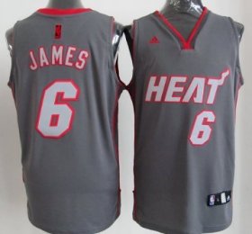 Wholesale Cheap Miami Heat #6 LeBron James Gray Shadow Jersey