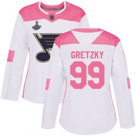 Wholesale Cheap Adidas Blues #99 Wayne Gretzky White/Pink Authentic Fashion Stanley Cup Champions Women\'s Stitched NHL Jersey