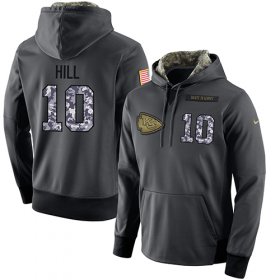 Wholesale Cheap NFL Men\'s Nike Kansas City Chiefs #10 Tyreek Hill Stitched Black Anthracite Salute to Service Player Performance Hoodie