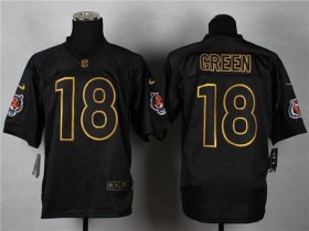 Wholesale Cheap Nike Bengals #18 A.J. Green Black Gold No. Fashion Men\'s Stitched NFL Elite Jersey