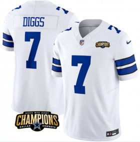 Cheap Men\'s Dallas Cowboys #7 Trevon Diggs White 2023 F.U.S.E. NFC East Champions Patch Football Stitched Jersey