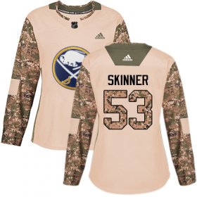 Wholesale Cheap Adidas Sabres #53 Jeff Skinner Camo Authentic 2017 Veterans Day Women\'s Stitched NHL Jersey