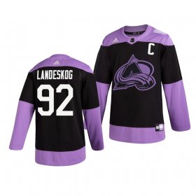 Wholesale Cheap Colorado Avalanche #92 Gabriel Landeskog Adidas Men\'s Hockey Fights Cancer Practice NHL Jersey Black
