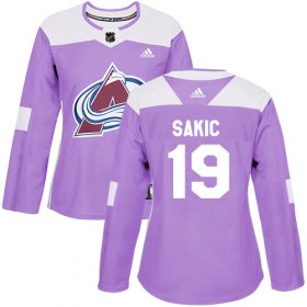 Wholesale Cheap Adidas Avalanche #19 Joe Sakic Purple Authentic Fights Cancer Women\'s Stitched NHL Jersey