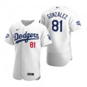 Wholesale Cheap Los Angeles Dodgers #81 Victor Gonzalez White 2020 World Series Champions Jersey