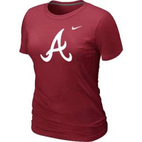 Wholesale Cheap Women\'s Atlanta Braves Heathered Nike Red Blended T-Shirt
