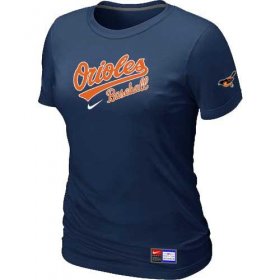 Wholesale Cheap Women\'s Baltimore Orioles Nike Short Sleeve Practice MLB T-Shirt Midnight Blue