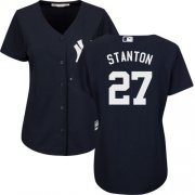Wholesale Cheap Yankees #27 Giancarlo Stanton Navy Blue Alternate Women's Stitched MLB Jersey