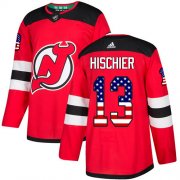 Wholesale Cheap Adidas Devils #13 Nico Hischier Red Home Authentic USA Flag Stitched Youth NHL Jersey