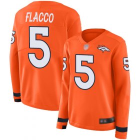 Wholesale Cheap Nike Broncos #5 Joe Flacco Orange Team Color Women\'s Stitched NFL Limited Therma Long Sleeve Jersey