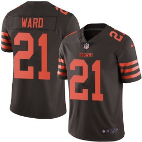 Wholesale Cheap Nike Browns #21 Denzel Ward Brown Men\'s Stitched NFL Limited Rush Jersey