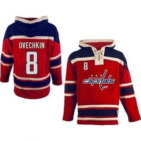 Wholesale Cheap Capitals #8 Alex Ovechkin Red Sawyer Hooded Sweatshirt Stitched NHL Jersey