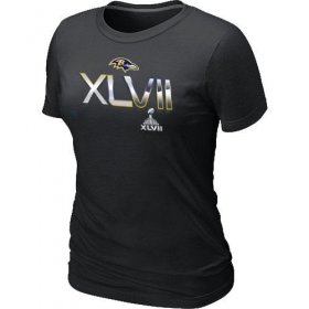 Wholesale Cheap Women\'s Baltimore Ravens 2012 Super Bowl XLVII On Our Way T-Shirt Black
