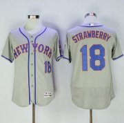 Wholesale Cheap Mets #18 Darryl Strawberry Grey Flexbase Authentic Collection Stitched MLB Jersey