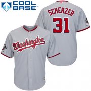 Wholesale Cheap Nationals #31 Max Scherzer Grey Cool Base 2019 World Series Champions Stitched Youth MLB Jersey