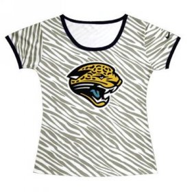 Wholesale Cheap Women\'s Jacksonville Jaguars Sideline Legend Authentic Logo Zebra Stripes T-Shirt