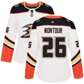 Wholesale Cheap Adidas Ducks #26 Brandon Montour White Road Authentic Women\'s Stitched NHL Jersey