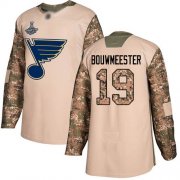 Wholesale Cheap Adidas Blues #19 Jay Bouwmeester Camo Authentic 2017 Veterans Day Stanley Cup Champions Stitched NHL Jersey
