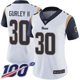 Wholesale Cheap Nike Rams #30 Todd Gurley II White Women\'s Stitched NFL 100th Season Vapor Limited Jersey