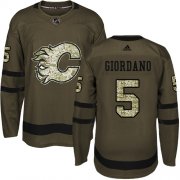 Wholesale Cheap Adidas Flames #5 Mark Giordano Green Salute to Service Stitched Youth NHL Jersey