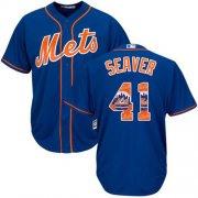 Wholesale Cheap Mets #41 Tom Seaver Blue Team Logo Fashion Stitched MLB Jersey