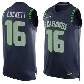 Wholesale Cheap Nike Seahawks #16 Tyler Lockett Steel Blue Team Color Men\'s Stitched NFL Limited Tank Top Jersey