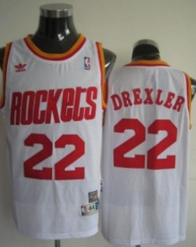 Wholesale Cheap Houston Rockets #22 Clyde Drexler White Swingman Throwback Jersey