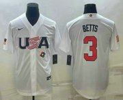 Cheap Men's USA Baseball #3 Mookie Betts 2023 White World Baseball Classic Replica Stitched Jerseys
