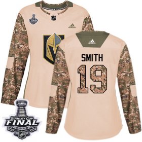 Wholesale Cheap Adidas Golden Knights #19 Reilly Smith Camo Authentic 2017 Veterans Day 2018 Stanley Cup Final Women\'s Stitched NHL Jersey