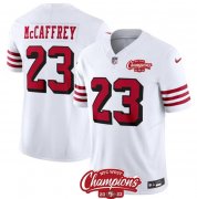 Cheap Men's San Francisco 49ers #23 Christian McCaffrey White 2023 F.U.S.E. NFC West Champions Patch Alternate Football Stitched Jersey