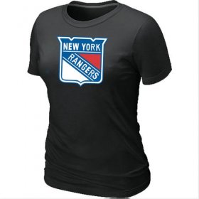 Wholesale Cheap Women\'s New York Rangers Big & Tall Logo Black NHL T-Shirt