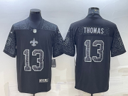 Wholesale Cheap Men's New Orleans Saints #13 Michael Thomas Black Reflective Limited Stitched Football Jersey