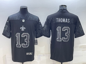 Wholesale Cheap Men\'s New Orleans Saints #13 Michael Thomas Black Reflective Limited Stitched Football Jersey