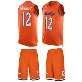 Wholesale Cheap Nike Broncos #12 Brendan Langley Orange Team Color Men\'s Stitched NFL Limited Tank Top Suit Jersey