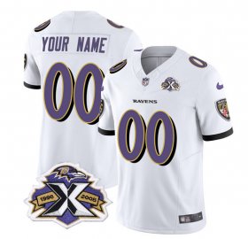 Wholesale Cheap Men\'s Baltimore Ravens Active Player Custom White 2023 F.U.S.E With Patch Throwback Vapor Limited Stitched Jersey