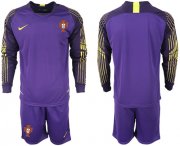 Wholesale Cheap Portugal Blank Purple Goalkeeper Long Sleeves Soccer Country Jersey