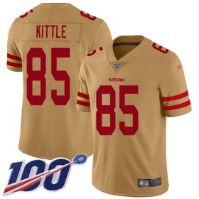Wholesale Cheap Nike 49ers #85 George Kittle Gold Men\'s Stitched NFL Limited Inverted Legend 100th Season Jersey