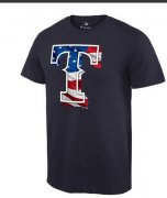 Wholesale Cheap Men's Texas Rangers USA Flag Fashion T-Shirt Navy Blue