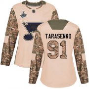 Wholesale Cheap Adidas Blues #91 Vladimir Tarasenko Camo Authentic 2017 Veterans Day Stanley Cup Champions Women's Stitched NHL Jersey