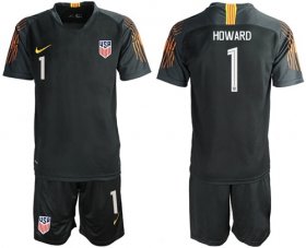 Wholesale Cheap USA #1 Howard Black Goalkeeper Soccer Country Jersey