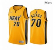Wholesale Cheap Men Miami Heat 70 Nemanja Bjelica Yellow NBA Swingman 2020 21 Earned Edition Jersey